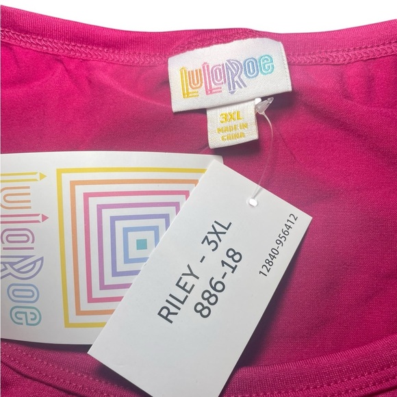 Lularoe New NWT Riley Plus Dress Raspberry Pink Size 3XL - Picture 6 of 7